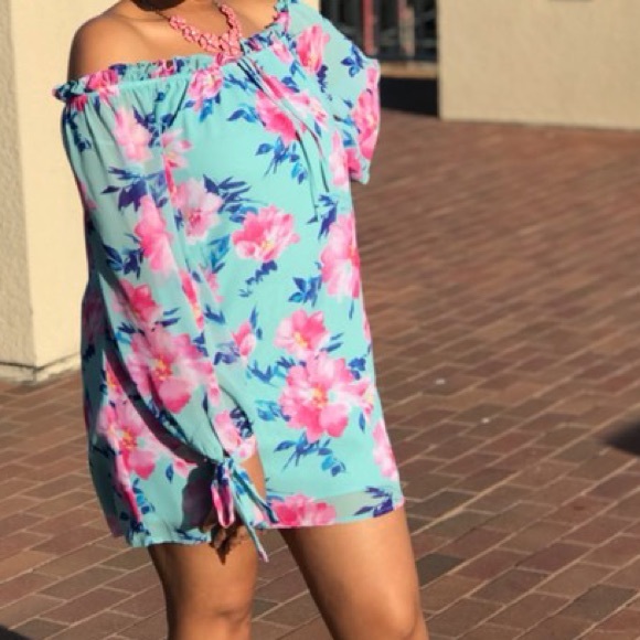 Blue & Pink Floral Dress - Picture 4 of 4